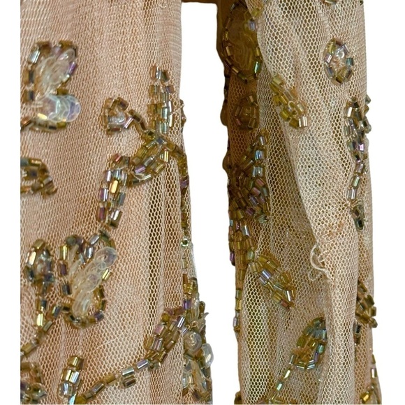 Mac Duggal Floral Beaded Long Sleeve Sheath Dress in Porcelain - Picture 7 of 10